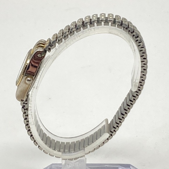 Vtg Timex Acqua Watch Women 19mm Silver Gold Tone Stretch Band New Batt 6" 2001 - Picture 5 of 14
